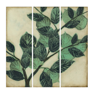 Leaves and Branches on Cream Background Triptych