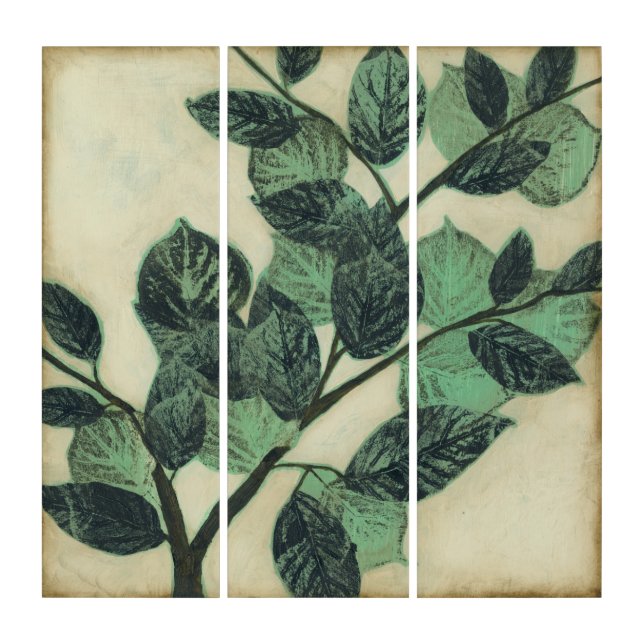 Leaves and Branches on Cream Background Triptych (Front)