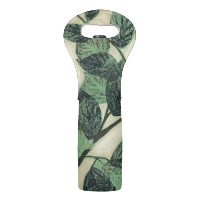 Leaves and Branches on Cream Background Wine Bag (Back)
