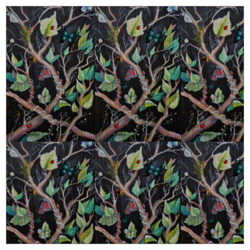 Leaves and Butterflies Hand-Painted Pattern Fabric