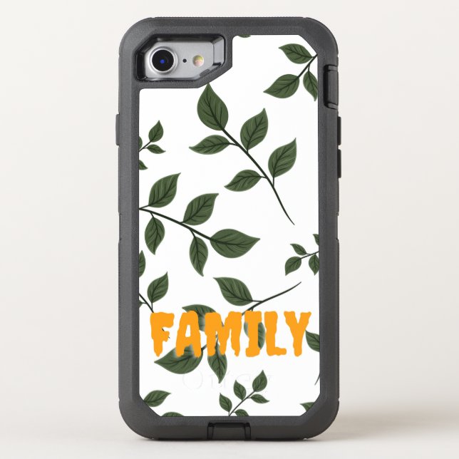 Leaves And Custom Fmaily text  Otterbox iPhone Case (Back)