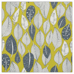 leaves and feathers chartreuse fabric
