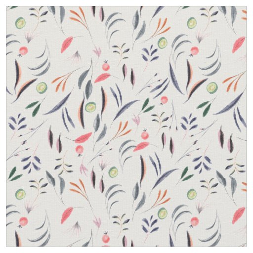 Leaves And Feathers Pattern Fabric
