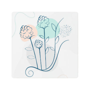 Leaves and flower background  metal print