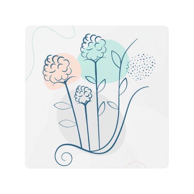 Leaves and flower background  metal print (Front)
