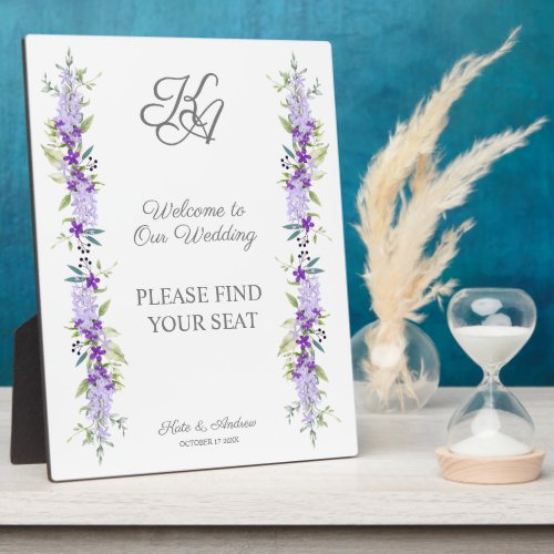 Leaves and Flowers in Purple Shades Plaque