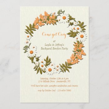Leaves And Flowers Wreath Invitation by PixiePrints at Zazzle