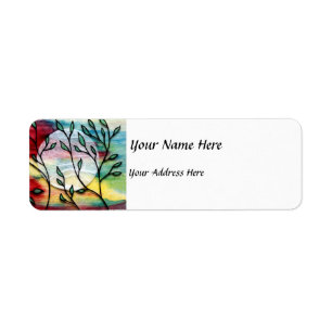 Leaves and Ink Transparent Layers Label