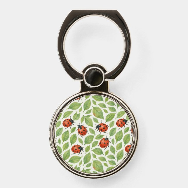 Leaves and Ladybugs  Phone Ring Stand (Front)