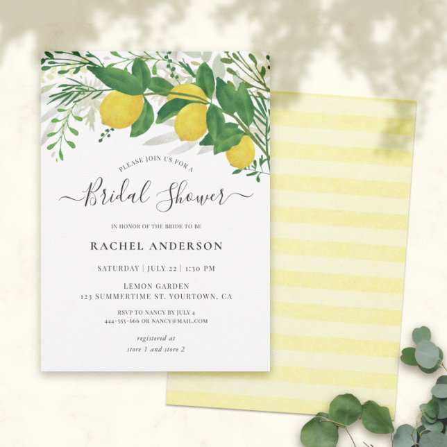  Leaves and Lemons Bridal Shower Invitation Card
