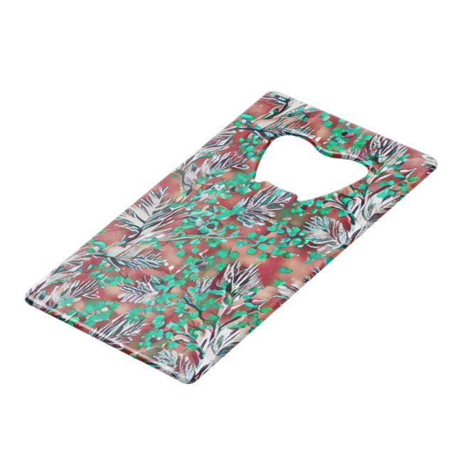 Leaves and plants - Modern pattern design Credit Card Bottle Opener (Back Angled)