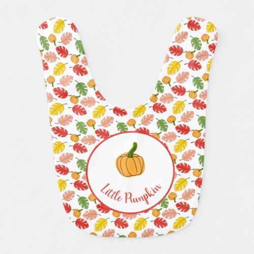 Leaves and Pumpkins Baby Bib