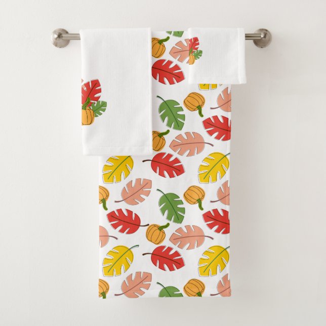 Leaves and Pumpkins Bath Towel Set (Insitu)