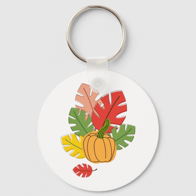 Leaves and Pumpkins Keychain (Front)