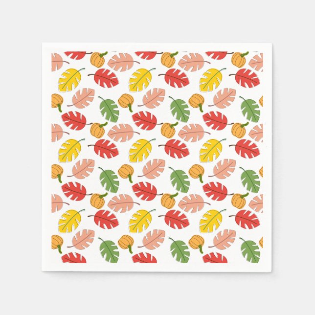 Leaves and Pumpkins Napkins (Front)
