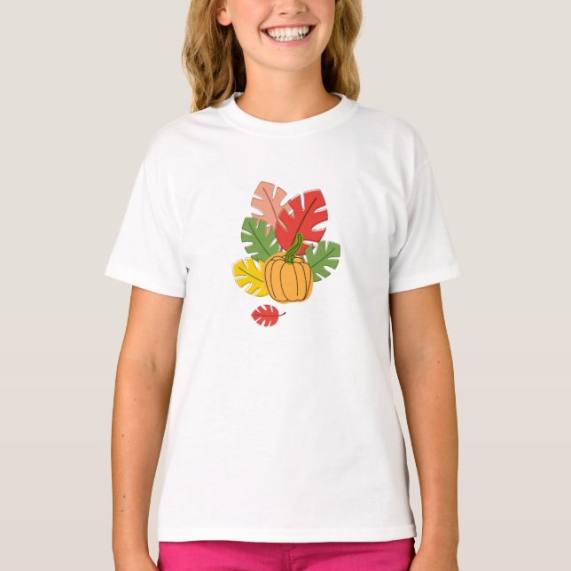Leaves and Pumpkins T-Shirt (Front)