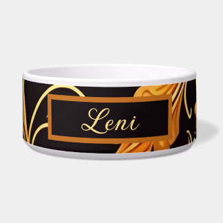 Leaves and rocks orange to black pattern bowl