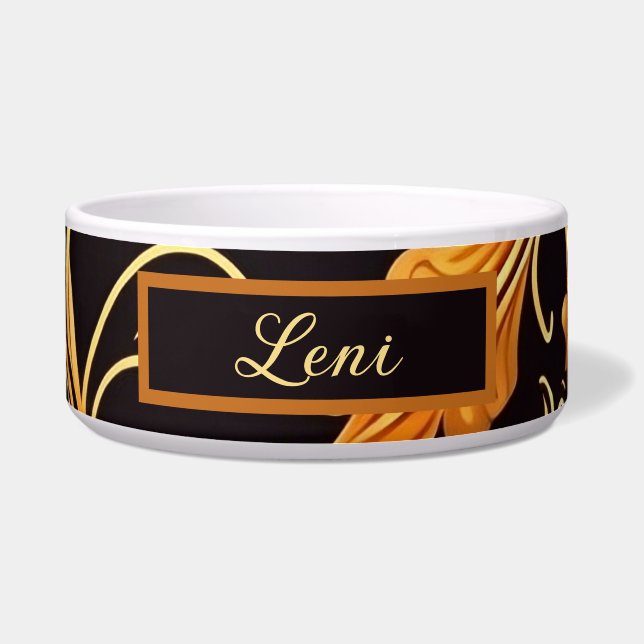 Leaves and rocks orange to black pattern bowl (Front)
