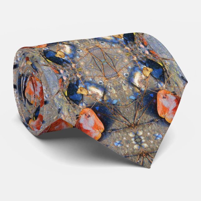 Leaves and Sea Shells Pattern, II Neck Tie (Rolled)
