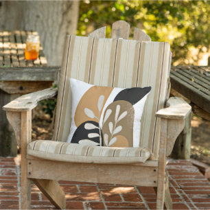 Leaves and stones minimalist art outdoor pillow