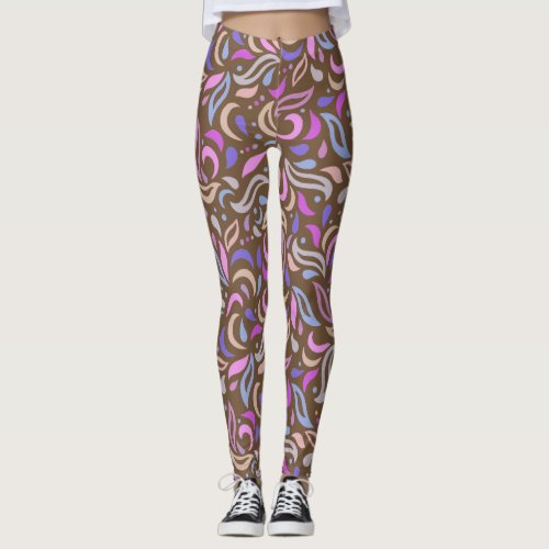 Leaves and Swirls Pattern Leggings