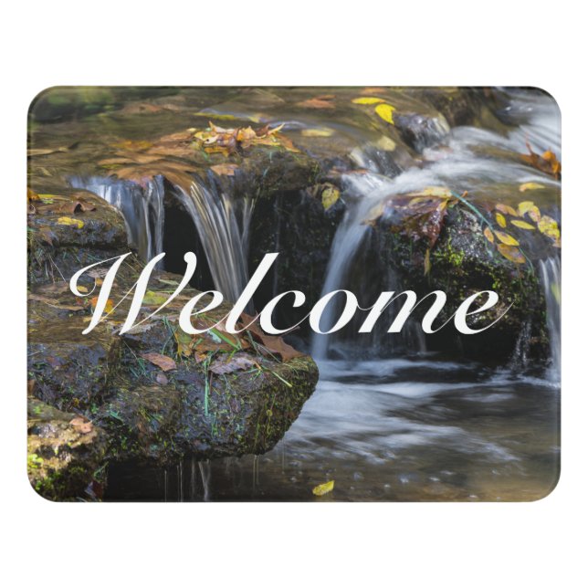 Leaves And Waterfalls Welcome Door Sign (Contemporary Front)