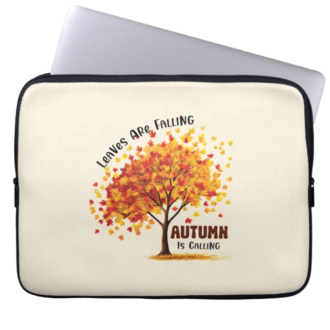 Leaves Are Falling, Autumn Is Calling – Cozy Fall  Laptop Sleeve (Front)