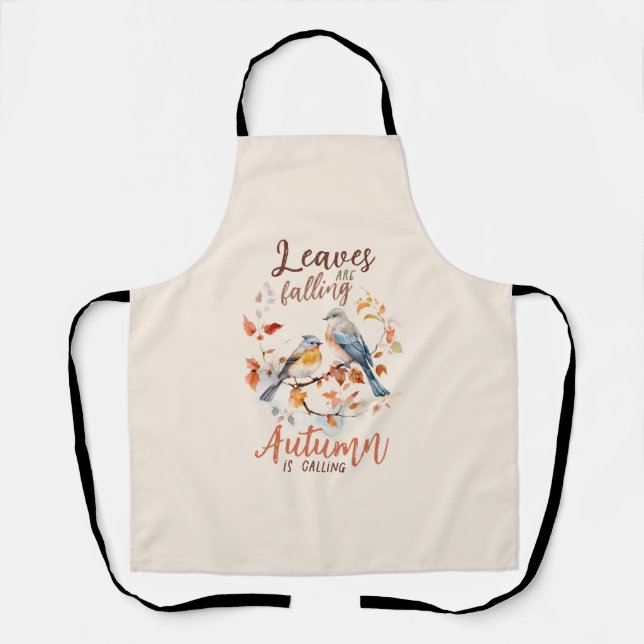 Leaves Are Falling –Whimsical Fall Birds & Foliage Apron (Front)