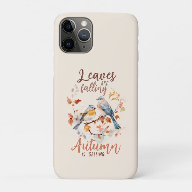 Leaves Are Falling –Whimsical Fall Birds & Foliage Case-Mate iPhone Case (Back)