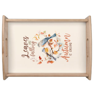 Leaves Are Falling –Whimsical Fall Birds & Foliage Serving Tray