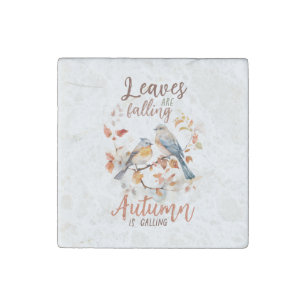 Leaves Are Falling –Whimsical Fall Birds & Foliage Stone Magnet