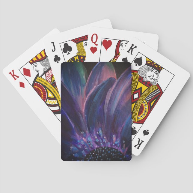 Leaves Art Purple Flower Classic Playing Cards (Back)