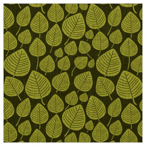 Leaves - Banana Yellow on Dark Olive Fabric