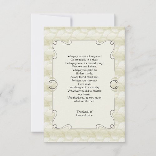 Leaves Bereavement Thank You Notecard