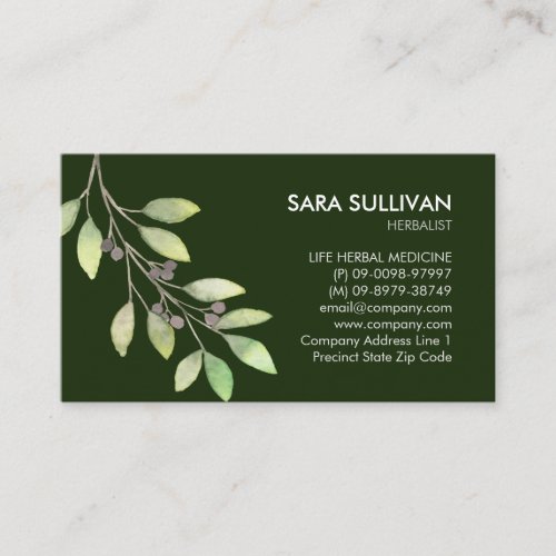 Leaves Berries Herbal Medicine Herbs Business Card