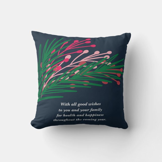 Leaves & Berries Throw Pillow (Front)