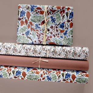 Leaves Berries Trio Fall Palette Wrapping Paper Sheets