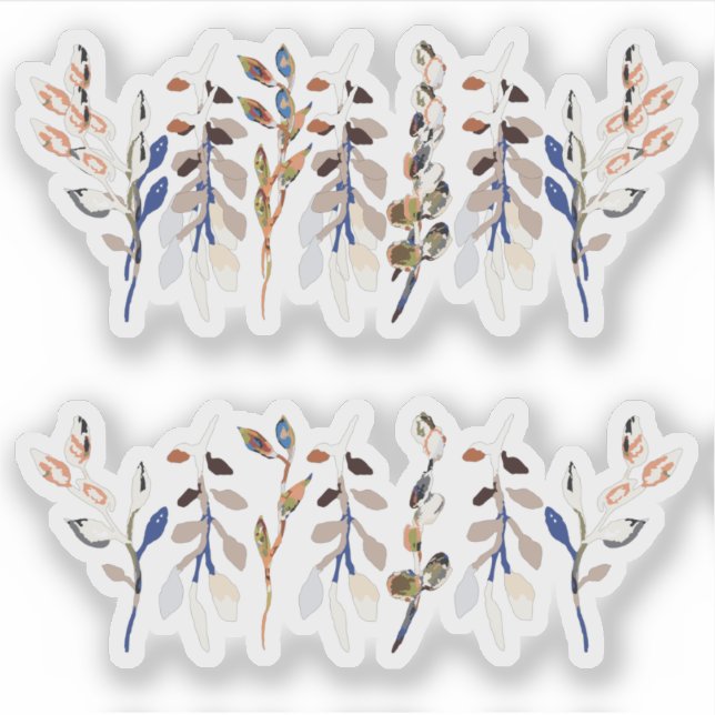 Leaves Berries Watercolor Motifs Sticker (Front)