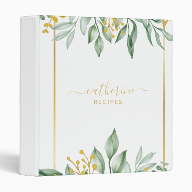 Leaves Blank own Cookbook Personalized Recipe 3 Ring Binder (Front/Spine)