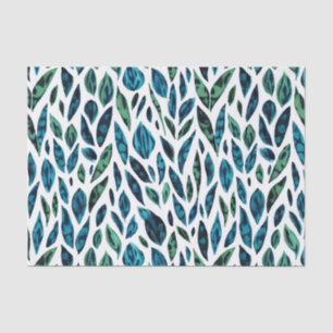 Leaves Blue and Green Botanical Pattern Tissue Paper
