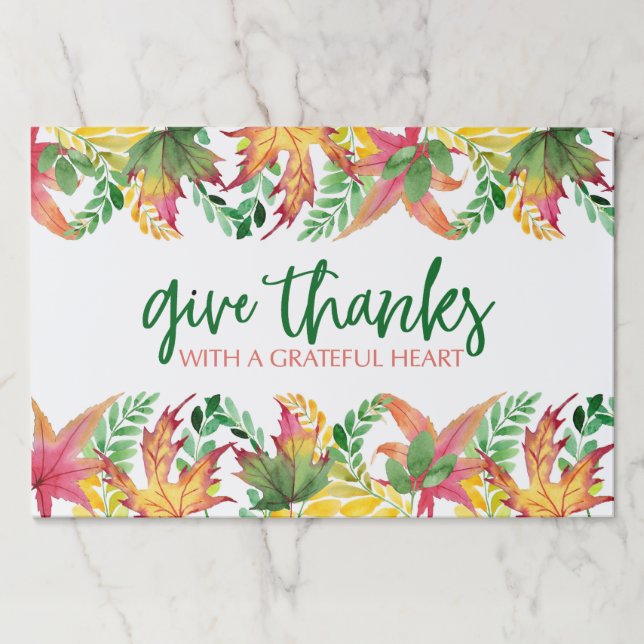Leaves Border Thanksgiving Paper Placemat (Front)