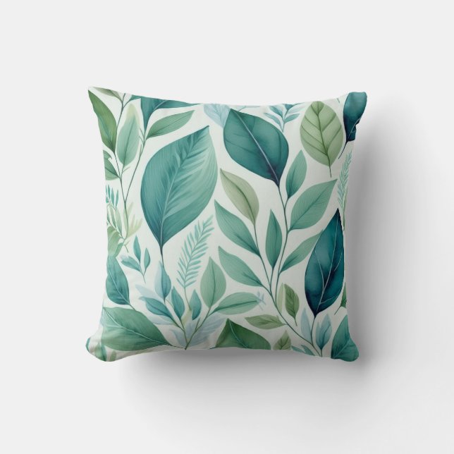 Leaves Botanical Foliage Rustic Greenery  Throw Pillow (Front)
