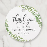 Leaves Botanical Wreath Bridal Shower Thank You Favor Tags