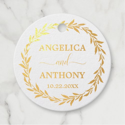 Leaves Botanical Wreath Wedding GOLD Thank You Foil Favor Tags