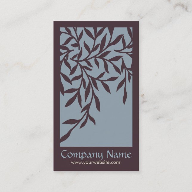 Leaves Business Card (Blue) (Front)