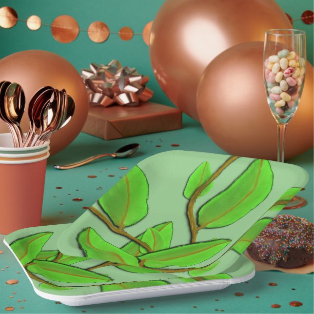 Leaves by Kenneth Yoncich Paper Plates (Multi)