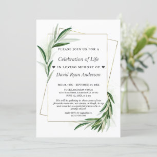 Leaves Celebration of Life Photo Funeral Memorial Invitation