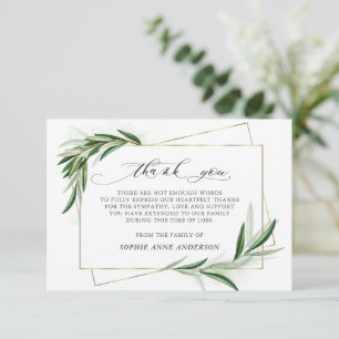 Leaves Celebration of Life Photo In Loving Memory Thank You Card