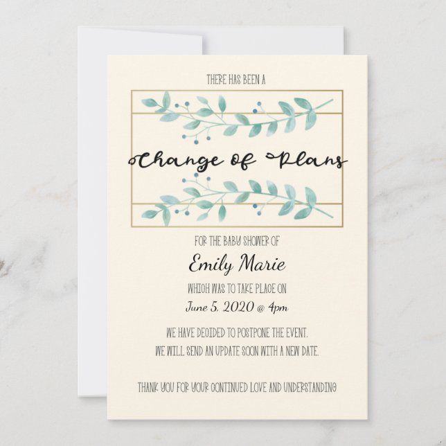 Leaves Change of Plans Baby Shower Card (Front)