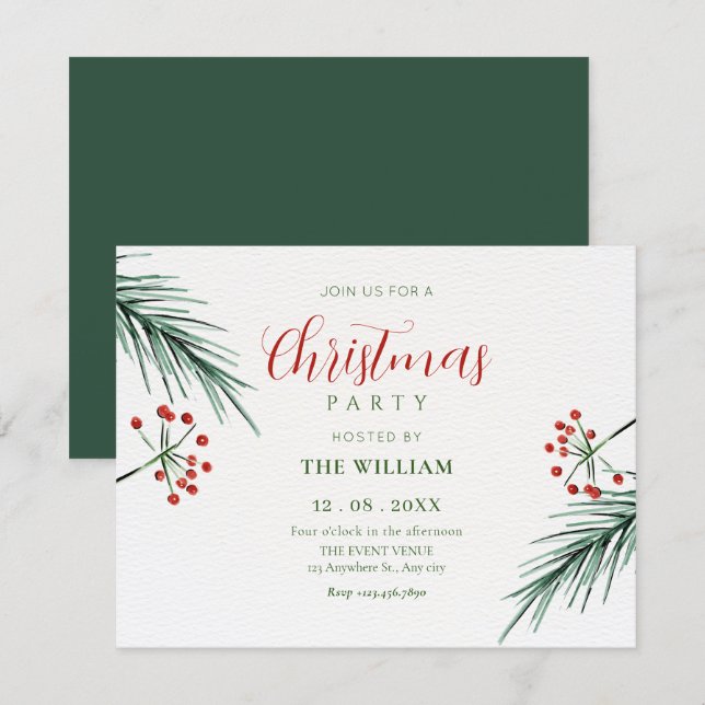 Leaves christmas  invitation (Front/Back)